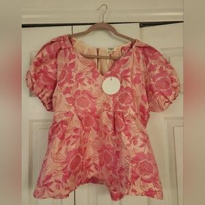 Umgee Pink Floral Blouse